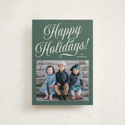 This is a forest petite holiday cards with standard by Jackie Crawford called durham printing on recycled smooth signature in petite