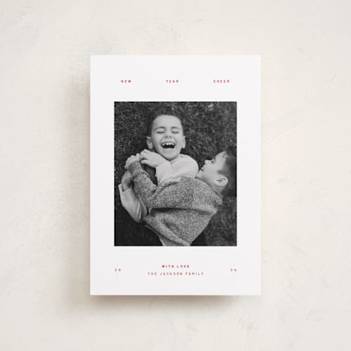 This is a santa suit petite holiday cards with standard by Blustery August called struffoli printing on recycled smooth signature in petite