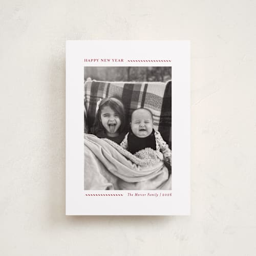 This is a candy cane petite holiday cards with standard by Allison Orszak called candy cane lines printing on recycled smooth signature in petite