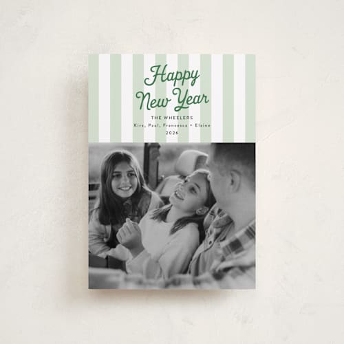 This is a wintergreen petite holiday cards with standard by Erika Firm called preppy gelateria stripes printing on recycled smooth signature in petite