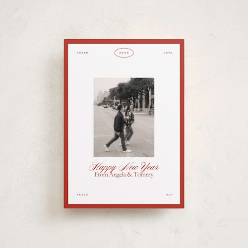 This is a candy cane petite holiday cards with standard by Ellen Schlegelmilch called newsie printing on recycled smooth signature in petite