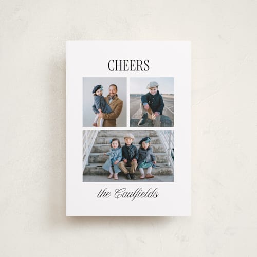 This is a icicle petite holiday cards with standard by Kamala Nahas called classic merry triple printing on recycled smooth signature in petite