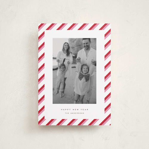 This is a candy cane petite holiday cards with standard by Yuliya Evseeva called candy frame printing on recycled smooth signature in petite