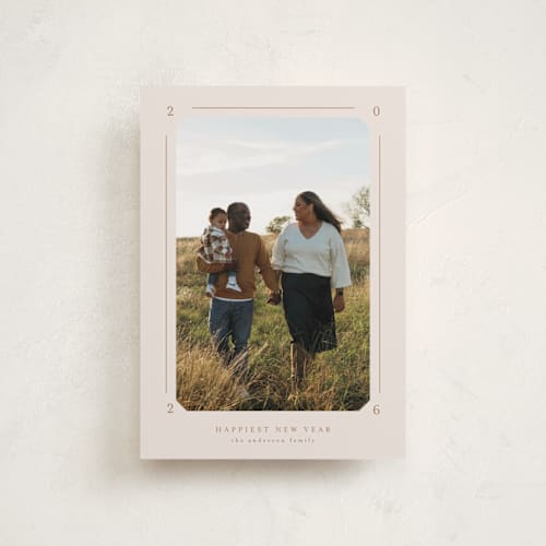 This is a vanilla petite holiday cards with standard by Claudia Orengo called photo album printing on recycled smooth signature in petite