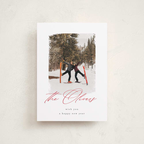 This is a holly berry petite holiday cards with standard by AK Graphics called family signature printing on recycled smooth signature in petite