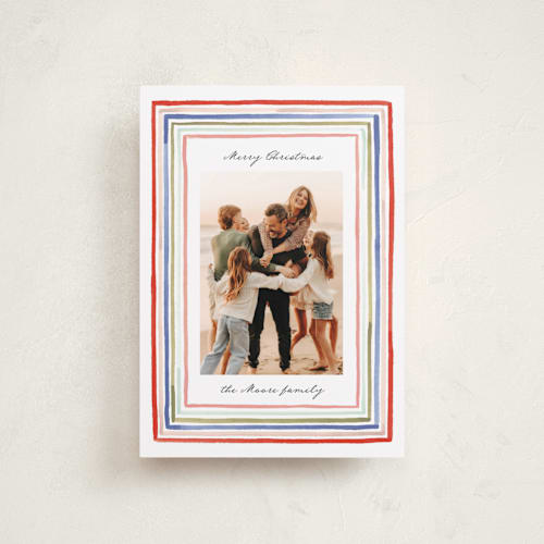 This is a gumdrop petite holiday cards with standard by Alethea and Ruth called painted frame lines printing on recycled smooth signature in petite