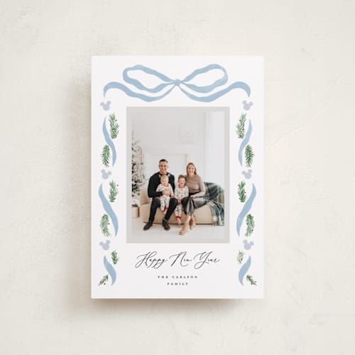 This is a iceberg petite holiday cards with standard by Pixel and Hank called disney's mickey bough border printing on recycled smooth signature in petite