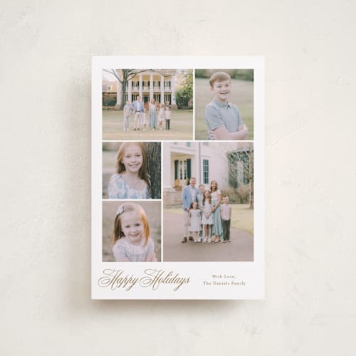 This is a candlelight petite holiday cards with standard by Carolyn MacLaren called formal five printing on recycled smooth signature in petite