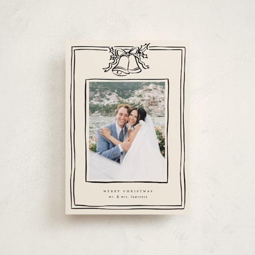 This is a licorice petite holiday cards with standard by Ekko Studio called christmas coquette printing on recycled smooth signature in petite