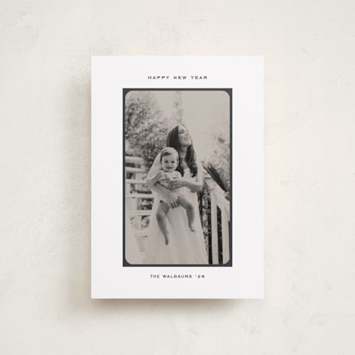 This is a raven petite holiday cards with standard by Creo Study called simple border printing on recycled smooth signature in petite