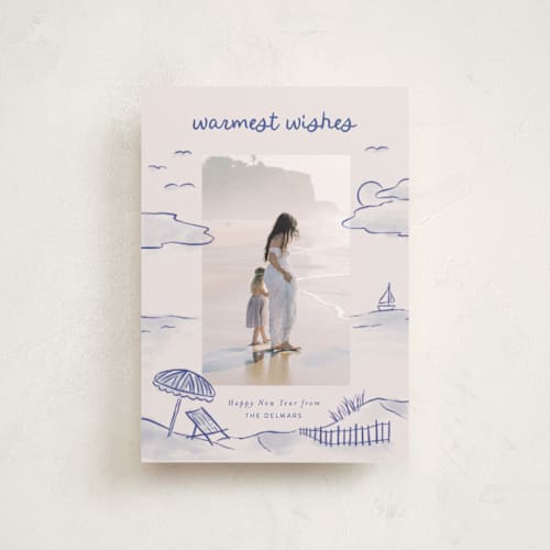 This is a ocean petite holiday cards with standard by Pink House Press called tis the sea sun printing on recycled smooth signature in petite