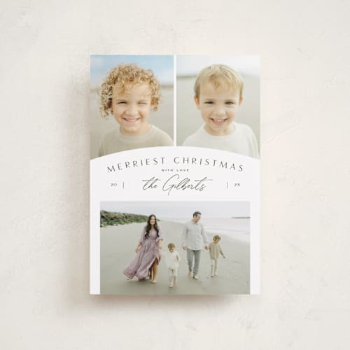 This is a pine petite holiday cards with standard by Michelle Taylor called modern trio printing on recycled smooth signature in petite