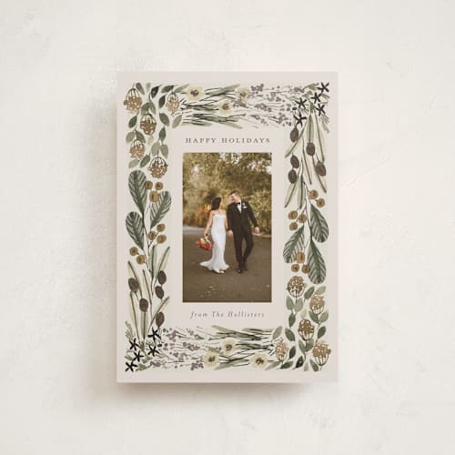 This is a sage petite holiday cards with standard by Meagan Christensen called abundance printing on recycled smooth signature in petite