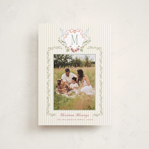 This is a candle light petite holiday cards with standard by Bayberry Kate called bethlehem crest printing on recycled smooth signature in petite