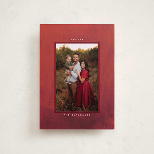 This is a manzanita petite holiday cards with standard by Kamala Nahas called brushed texture printing on recycled smooth signature in petite