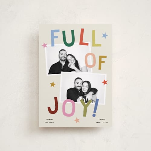 This is a jubilant petite holiday cards with standard by Kercia Jane called full of joy (& cheer) printing on recycled smooth signature in petite