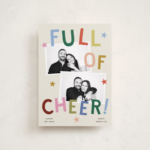 This is a jubilant petite holiday cards with standard by Kercia Jane called full of joy (& cheer) printing on recycled smooth signature in petite