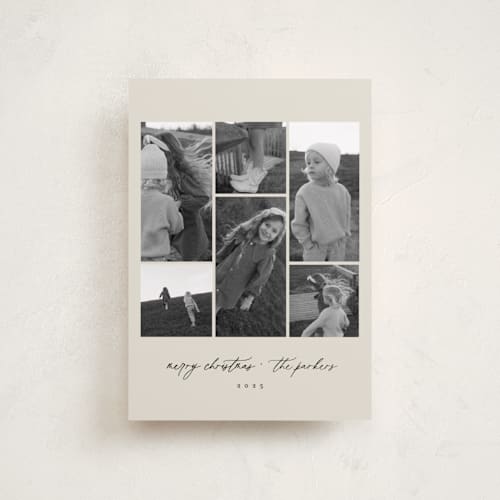 This is a eggnog petite holiday cards with standard by Angela Thompson called merry modern printing on recycled smooth signature in petite