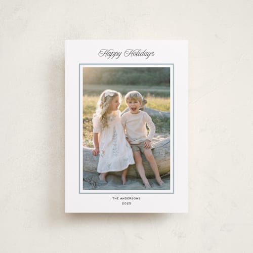 This is a sky petite holiday cards with standard by Annie Shapiro called heath printing on recycled smooth signature in petite