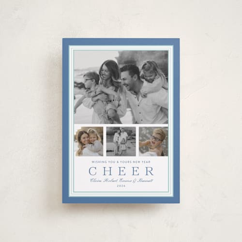 This is a wintermint petite holiday cards with standard by Alston Foster called favorite joys printing on recycled smooth signature in petite