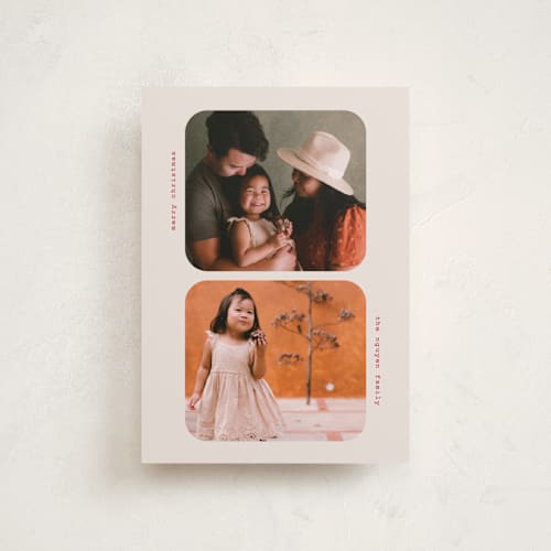 This is a cream petite holiday cards with standard by Ilene Guy called little greetings printing on recycled smooth signature in petite