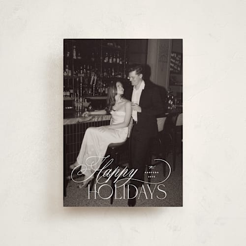 This is a snow petite holiday cards with standard by Design Lotus called holiday in type printing on recycled smooth signature in petite