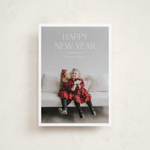 This is a snow petite holiday cards with standard by Stephanie Hawkes called red letter christmas printing on recycled smooth signature in petite