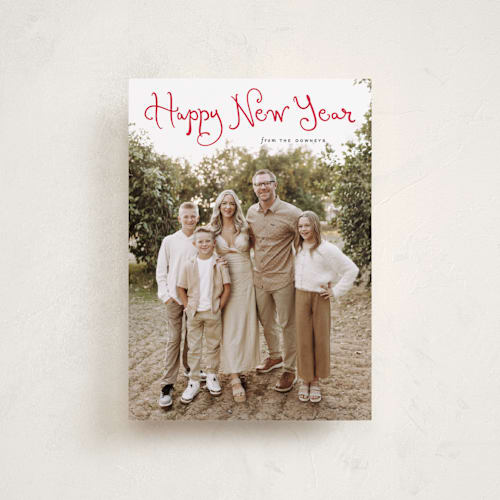 This is a cardinal petite holiday cards with standard by Sara Hicks Malone called christmas script printing on recycled smooth signature in petite