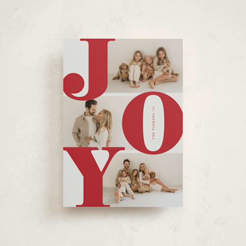 This is a berry petite holiday cards with standard by Brianne Larsen called bold joy printing on recycled smooth signature in petite