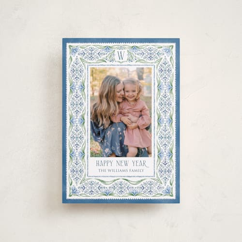 This is a frost petite holiday cards with standard by Paper Sun Studio called winter's lace printing on recycled smooth signature in petite