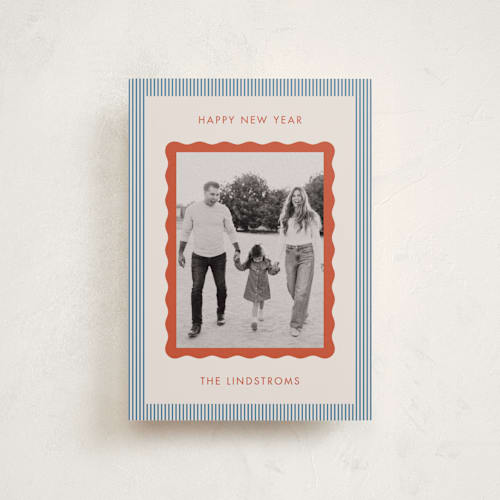 This is a beach petite holiday cards with standard by Kelly Schmidt called wavy edge printing on recycled smooth signature in petite