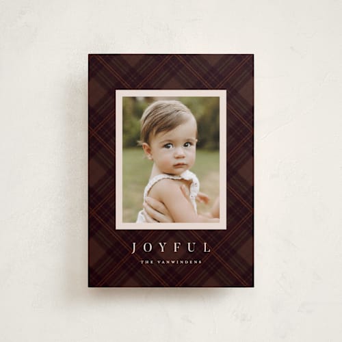 This is a cranberry petite holiday cards with standard by Olivia Kanaley Inman called balmoral green printing on recycled smooth signature in petite