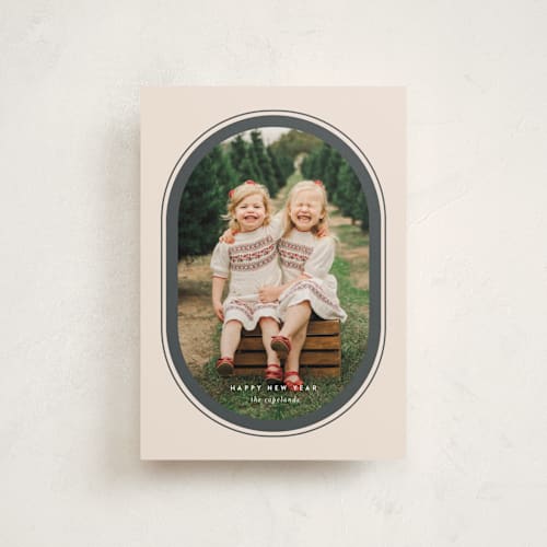 This is a licorice petite holiday cards with standard by Jessica Williams called ellipse printing on recycled smooth signature in petite