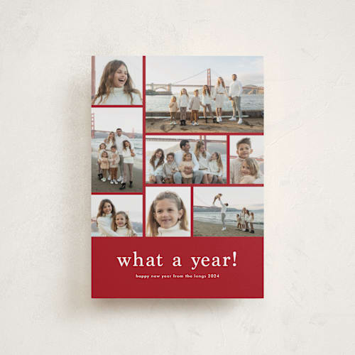 This is a scarlet petite holiday cards with standard by Stacey Meacham called at a glance printing on recycled smooth signature in petite