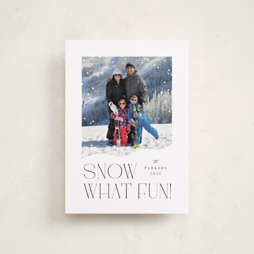 This is a ink petite holiday cards with standard by Olivia Raufman called snow what fun printing on recycled smooth signature in petite