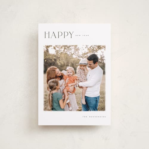 This is a pine petite holiday cards with standard by Wildfield Paper Co called joy! to the world printing on recycled smooth signature in petite