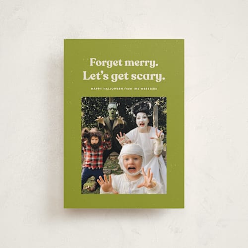 This is a slime halloween party invitations cards with standard by Lea Delaveris called get scary printing on recycled smooth signature in petite