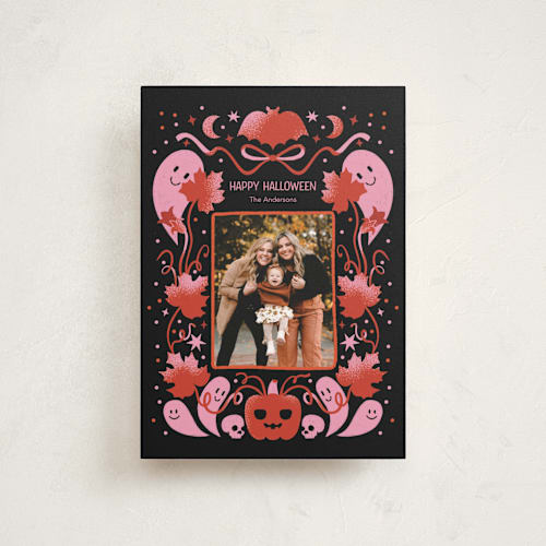 This is a raven halloween party invitations cards with standard by Masha Zimovich called ghostly greetings printing on recycled smooth signature in petite