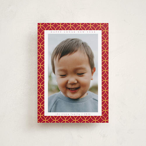 This is a crimson chinese new year cards with standard by Emily Sabol Goss called shimmering printing on recycled smooth signature in petite