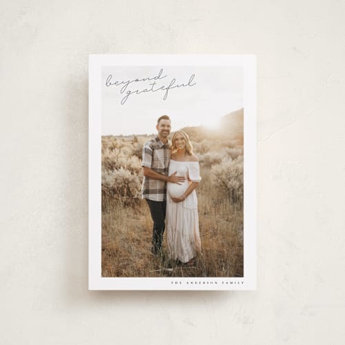 This is a ocean thanksgiving cards invitations with standard by Maja Cunningham called beyond grateful printing on recycled smooth signature in petite