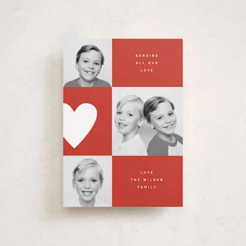 This is a cherry valentines day with standard by Kelly Watkins called modern grid printing on recycled smooth signature in petite
