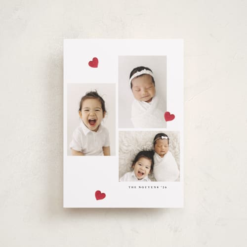 This is a cherry valentines day with standard by Teju Reval called tiny painted hearts printing on recycled smooth signature in petite