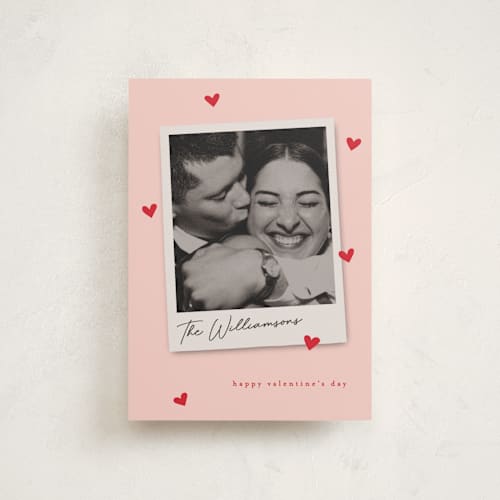 This is a blush valentines day with standard by Karidy Walker called confetti hearts snapshot printing on recycled smooth signature in petite