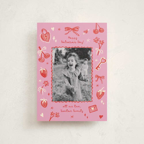 This is a bubblegum valentines day with standard by Pati Cascino called doodles printing on recycled smooth signature in petite