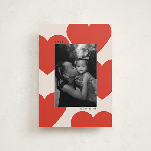 This is a cherry valentines day with standard by Morgan Kendall called floating hearts printing on recycled smooth signature in petite