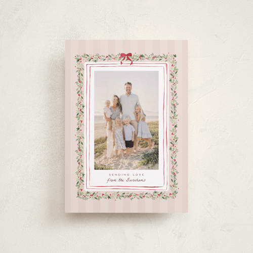 This is a beach rose valentines day with standard by Everett Paper Goods called coastal garland printing on recycled smooth signature in petite