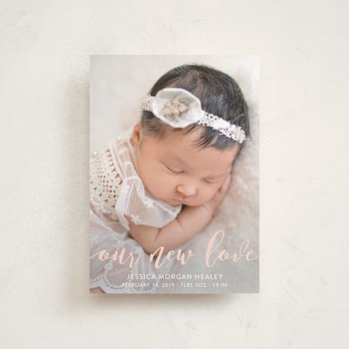 This is a ballet slipper valentines day with standard by Pine Street Creative called our new love printing on recycled smooth signature in petite