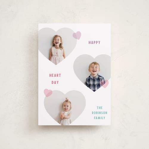 This is a rainbow valentines day with standard by Kelly Watkins called triple hearts printing on recycled smooth signature in petite