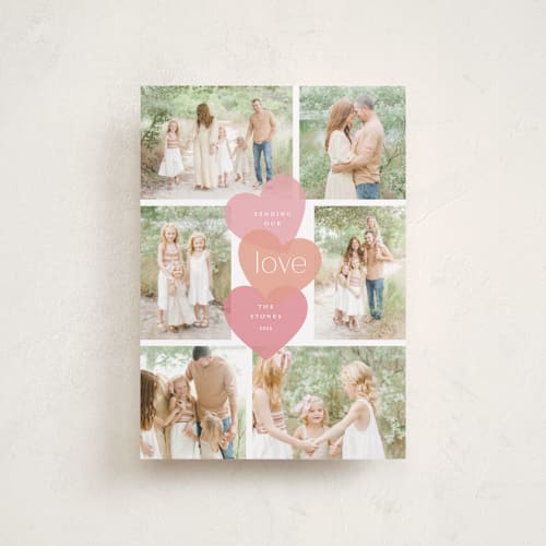 This is a watermelon valentines day with standard by Jill Means called stacked hearts printing on recycled smooth signature in petite