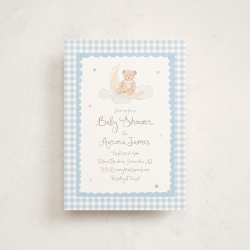 This is a sky baby shower postcards with standard by Teju Reval called dreamy bear printing on signature in postcard